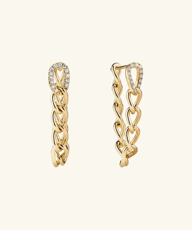 14k Gold Handcrafted Pavé Diamond Oversized Curb Earrings - Jewelry | Mejuri sold by Mejuri