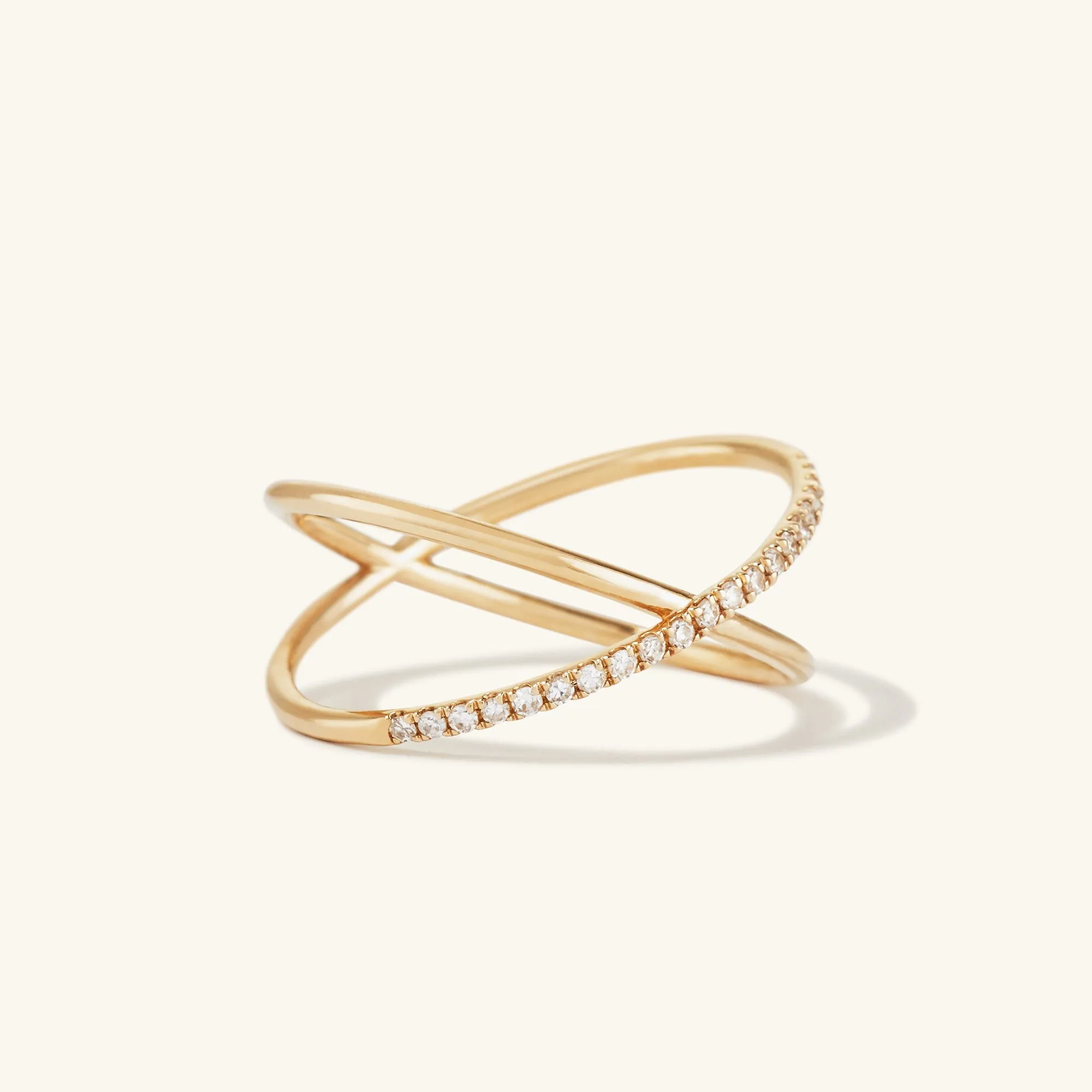 14k Gold Pavé Diamond X Ring - Jewelry | Mejuri sold by Mejuri