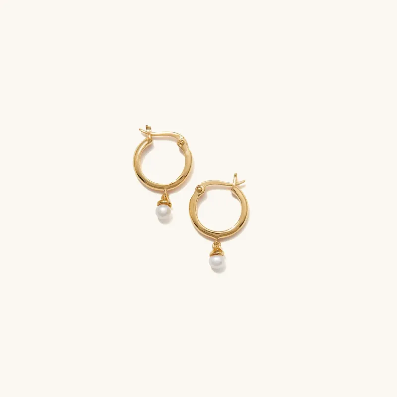 14k Gold Pearl Hoop Earrings - Jewelry | Mejuri sold by Mejuri