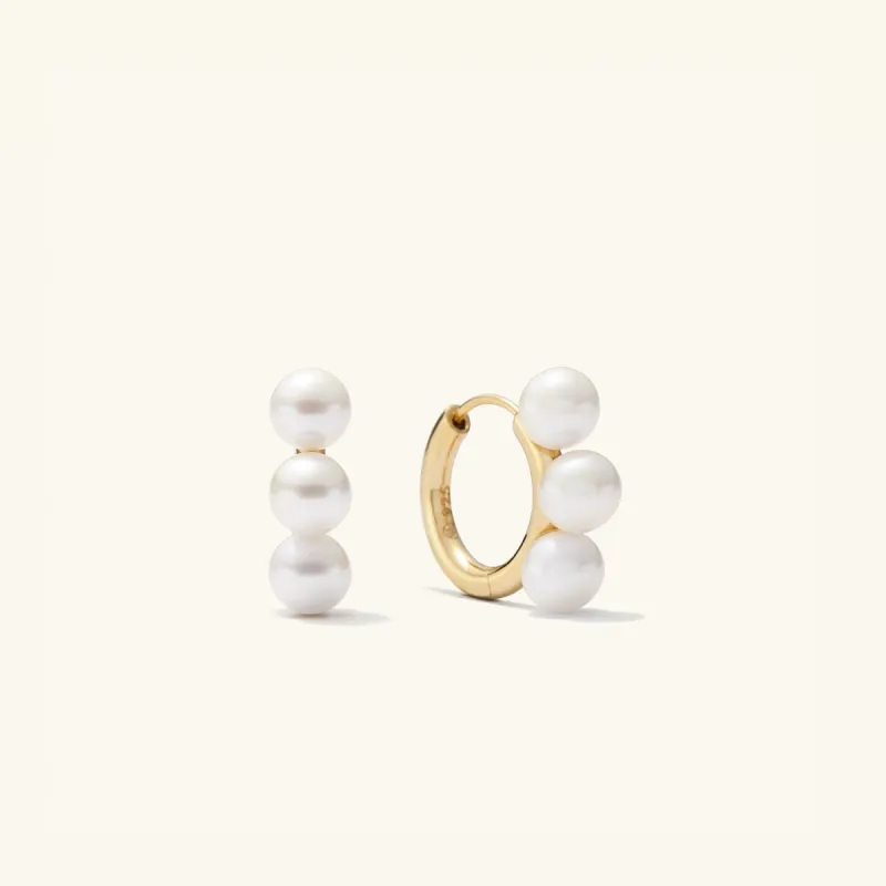 18k Gold Vermeil Bold Pearl Trio Hoop Earrings - Jewelry | Mejuri sold by Mejuri
