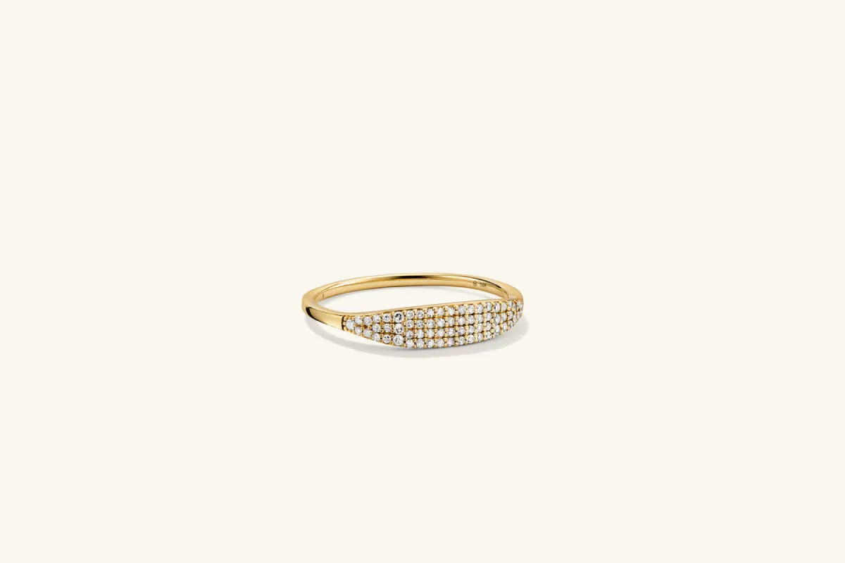 14k Yellow Gold Handcrafted Pavé Diamond Signet Ring - Jewelry | Mejuri sold by Mejuri