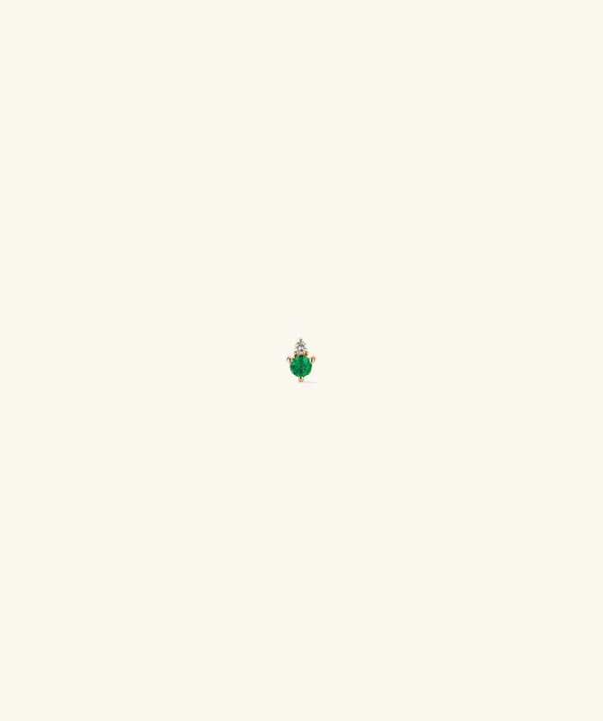 Piercing Studio - Duo Diamond and Emerald Flat Back Stud sold by Mejuri