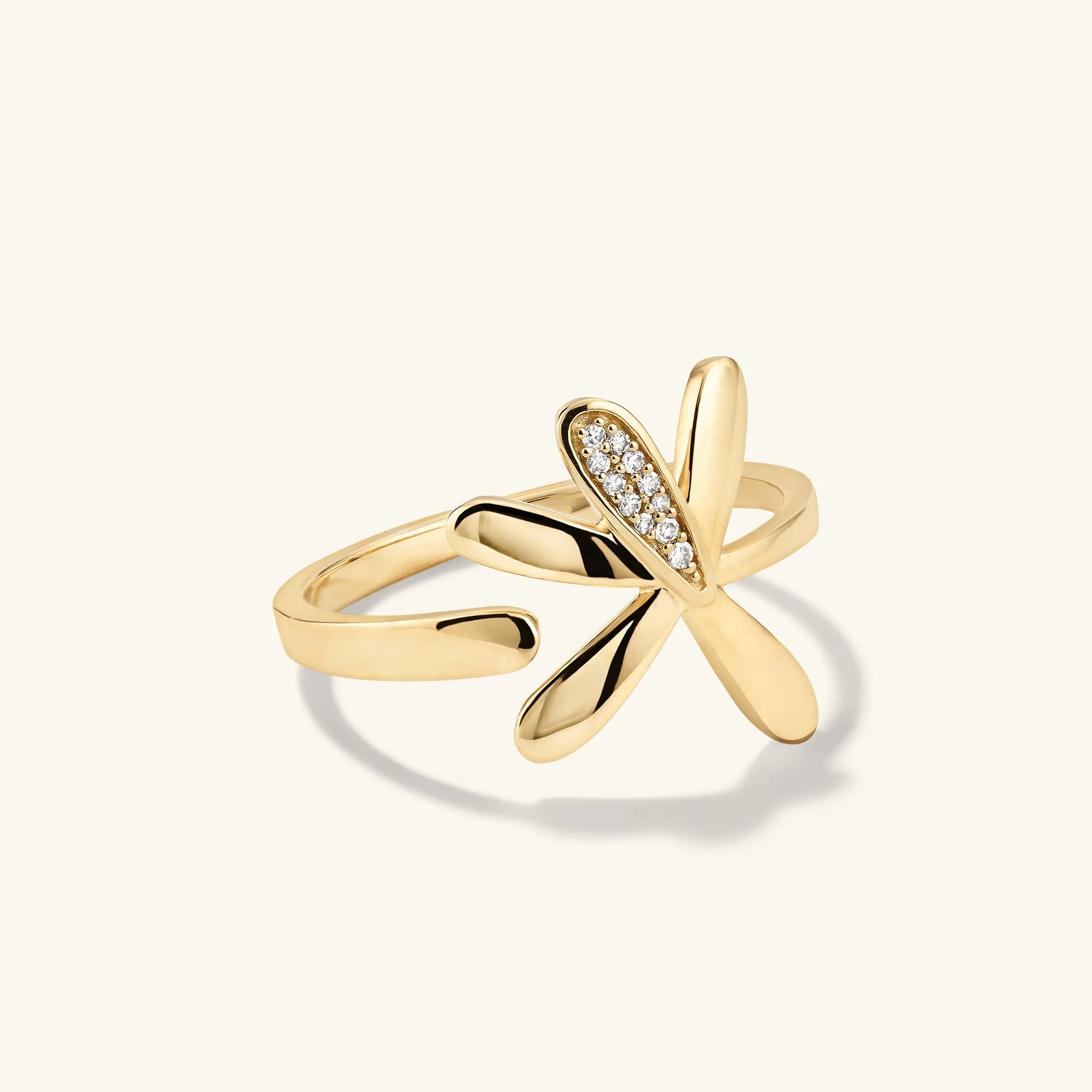 14k Gold Pressed Flower Pavé Diamond Wrap Ring - Jewelry | Mejuri sold by Mejuri
