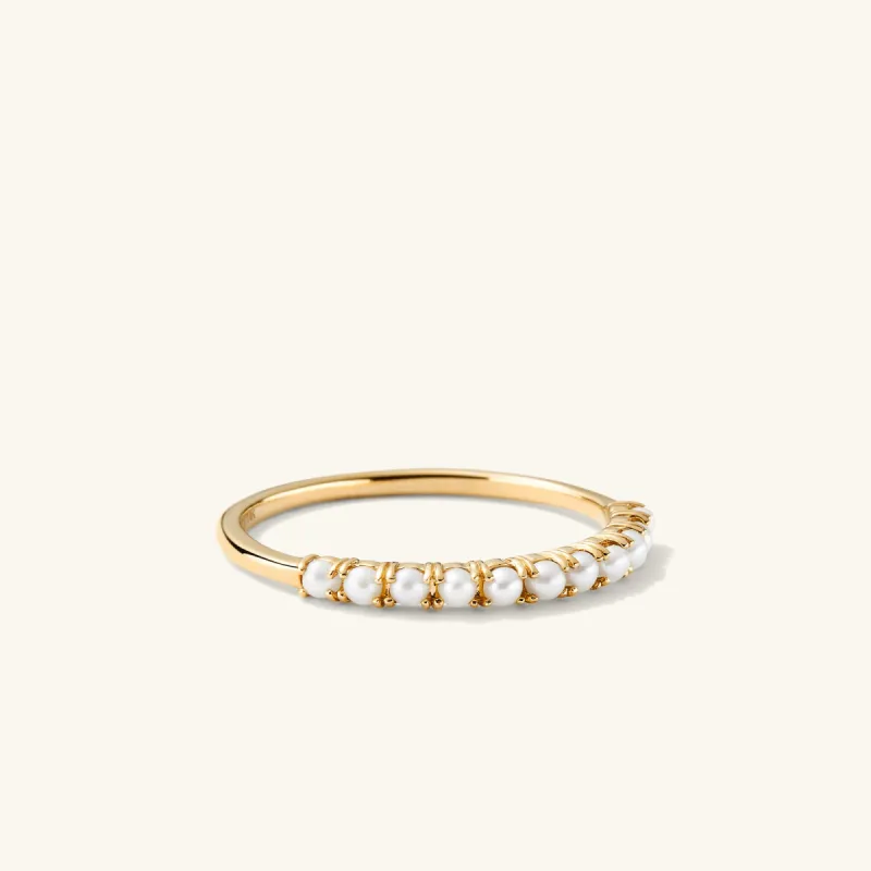 14k Gold Handcrafted Pearl Half Eternity Ring - Jewelry | Mejuri sold by Mejuri