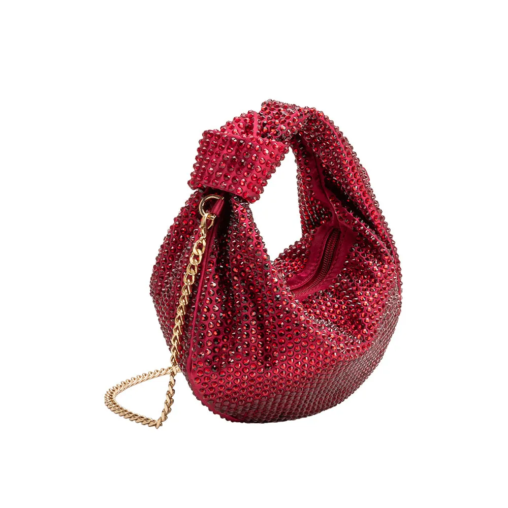 Amber Burgundy Rhinestone Studded Hobo Bag sold by Melie Bianco product image thumbnail 2