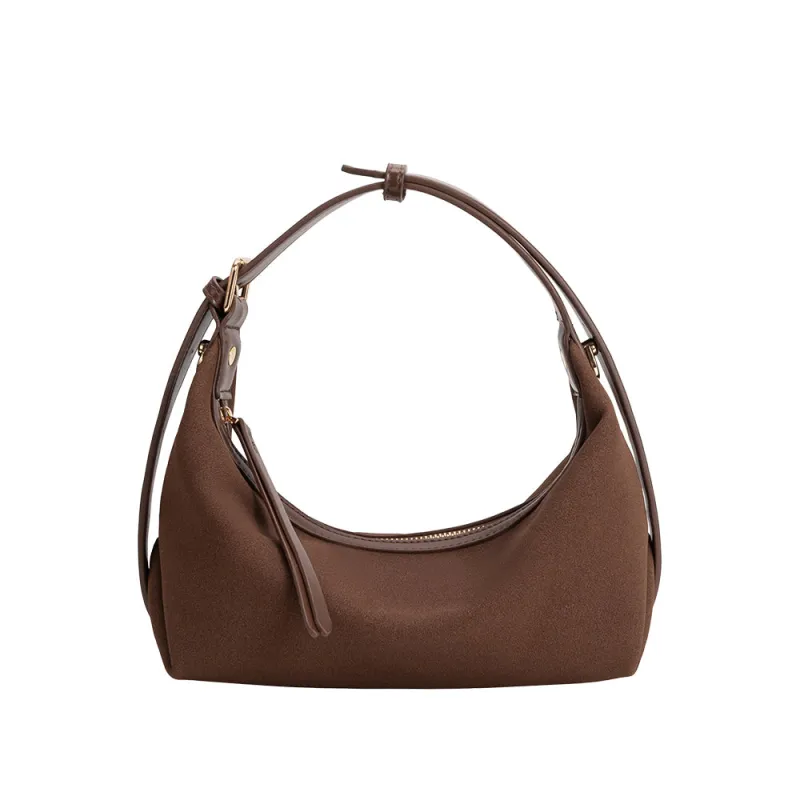 Lilith Brown Suede Vegan Top Handle Bag sold by Melie Bianco