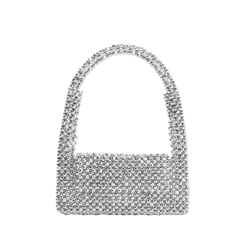 Tawny Silver Beaded Shoulder Bag sold by Melie Bianco