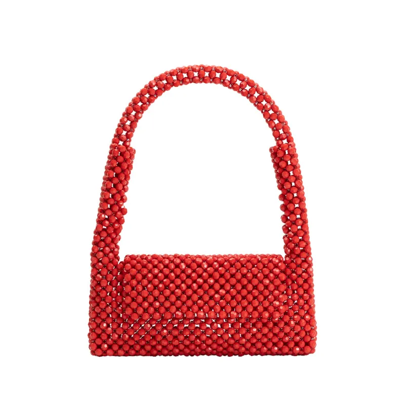 Tawny Coral Beaded Shoulder Bag sold by Melie Bianco