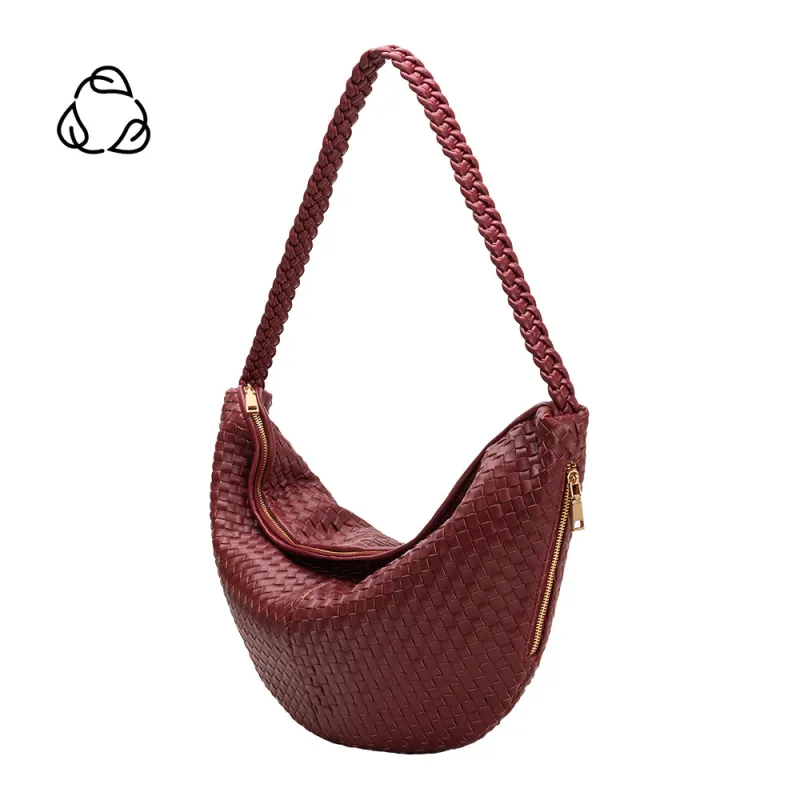 Raquel Cranberry XL Recycled Vegan Shoulder Bag made by Melie Bianco