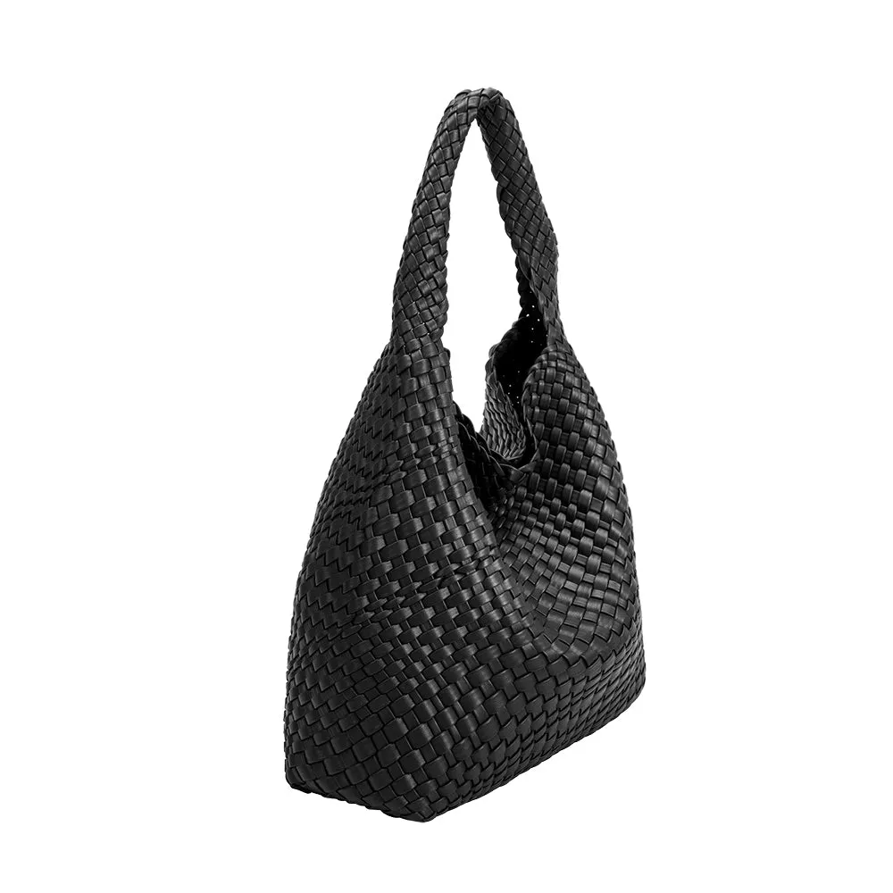 Johanna Black Large Recycled Vegan Shoulder Hobo Bag sold by Melie Bianco product image thumbnail 2