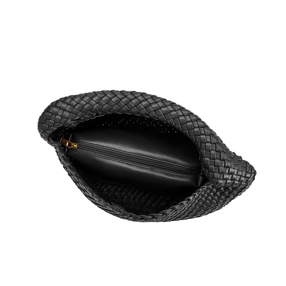 Johanna Black Large Recycled Vegan Shoulder Hobo Bag sold by Melie Bianco product image thumbnail 5