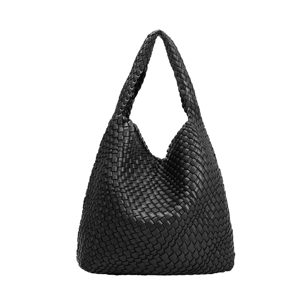 Johanna Black Large Recycled Vegan Shoulder Hobo Bag sold by Melie Bianco product image thumbnail 3