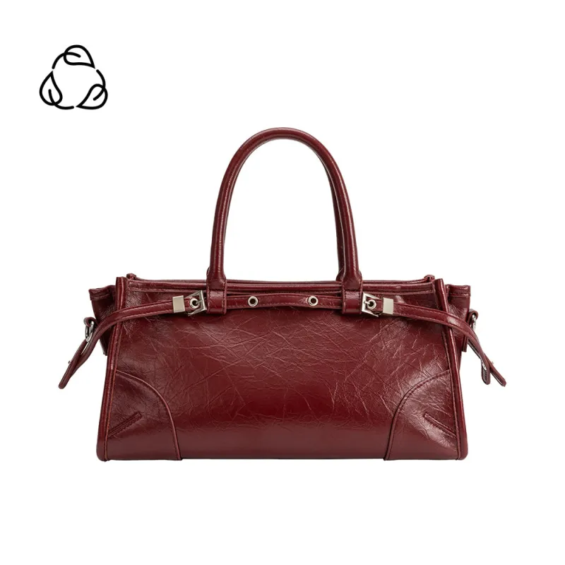 Rhonda Burgundy Recycled Vegan Top Handle Bag sold by Melie Bianco