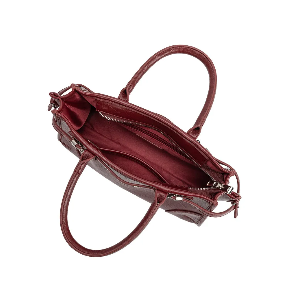 Rhonda Burgundy Recycled Vegan Top Handle Bag sold by Melie Bianco product image thumbnail 4