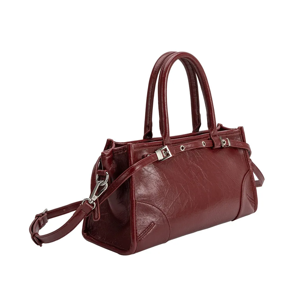 Rhonda Burgundy Recycled Vegan Top Handle Bag sold by Melie Bianco product image thumbnail 2
