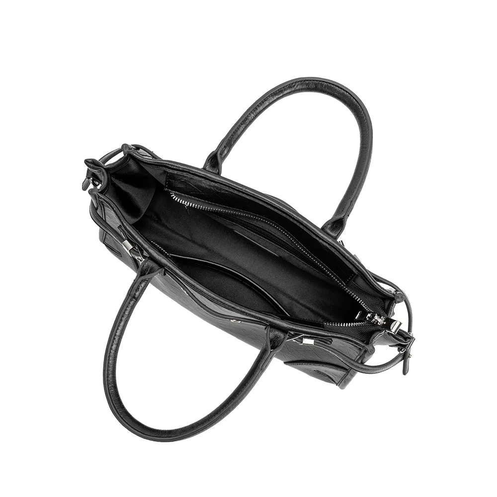 Rhonda Black Recycled Vegan Top Handle Bag sold by Melie Bianco product image thumbnail 4