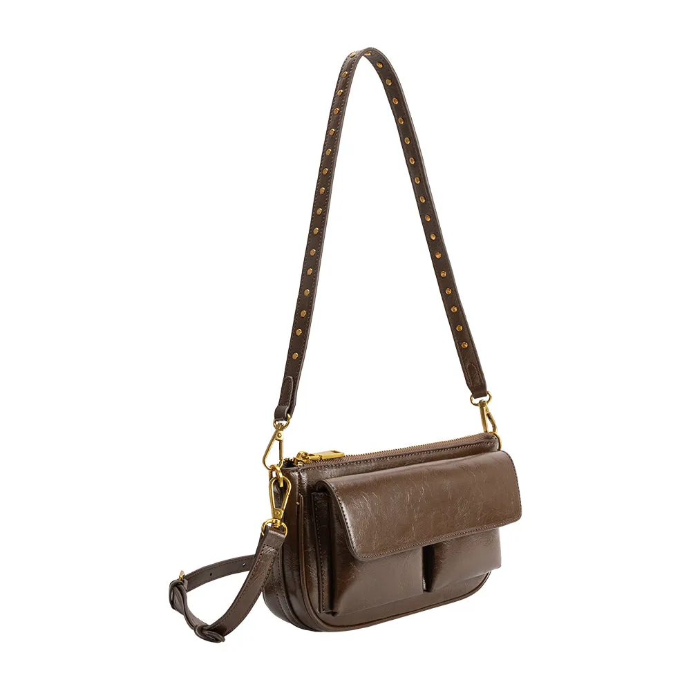 Aria Espresso Recycled Vegan Shoulder Bag sold by Melie Bianco product image thumbnail 2