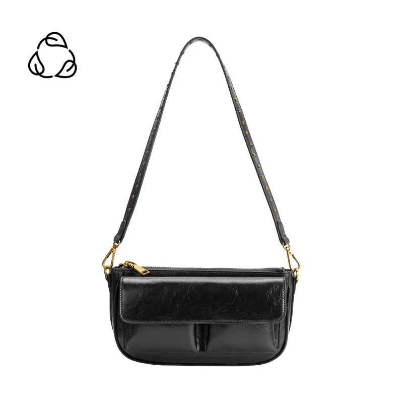 Aria Black Recycled Vegan Shoulder Bag sold by Melie Bianco
