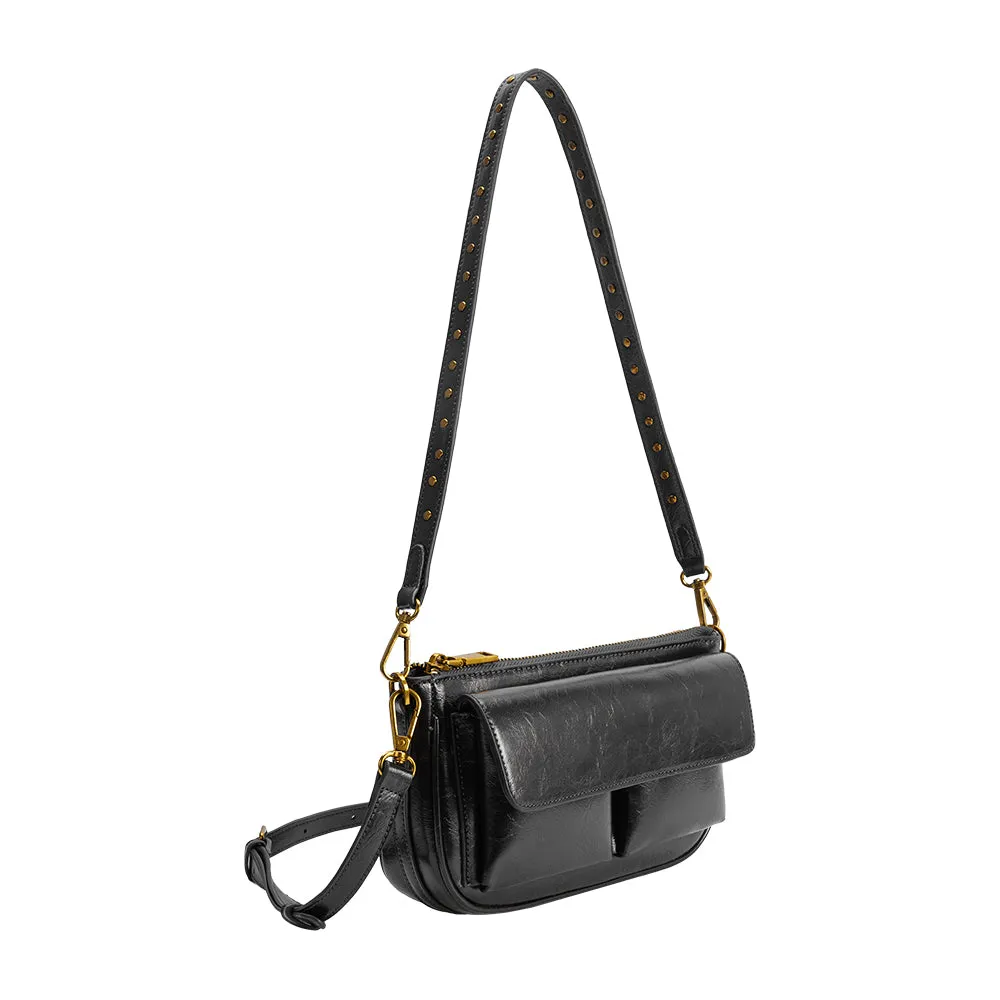 Aria Black Recycled Vegan Shoulder Bag sold by Melie Bianco product image thumbnail 2