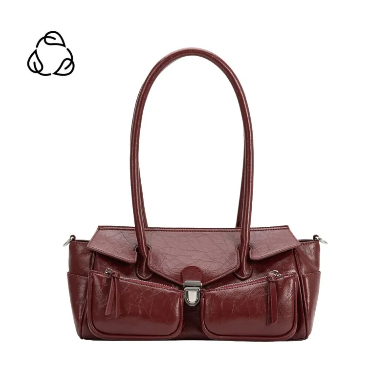 Ruthie Burgundy Red Recycled Vegan Shoulder Bag sold by Melie Bianco