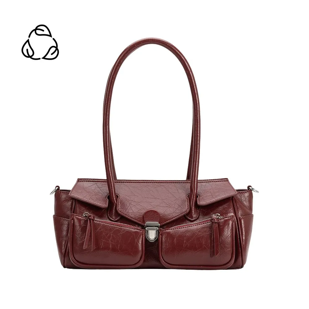 Ruthie Burgundy Red Recycled Vegan Shoulder Bag sold by Melie Bianco