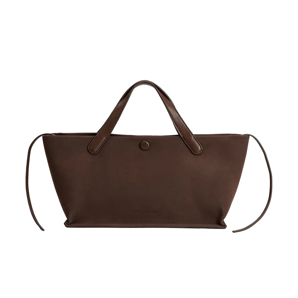 Jill Chocolate Brown Recycled Vegan Suede Tote Bag sold by Melie Bianco product image thumbnail 3