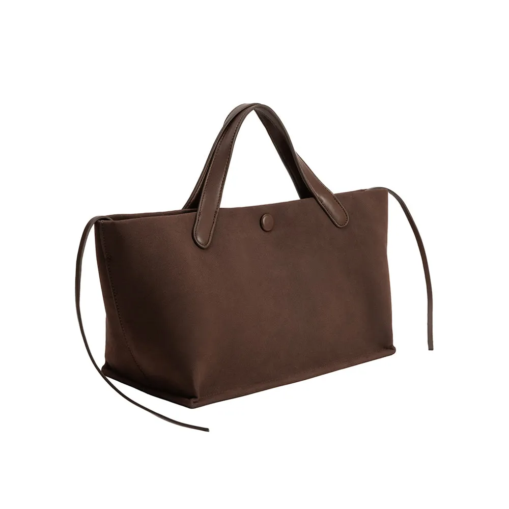 Jill Chocolate Brown Recycled Vegan Suede Tote Bag sold by Melie Bianco product image thumbnail 2