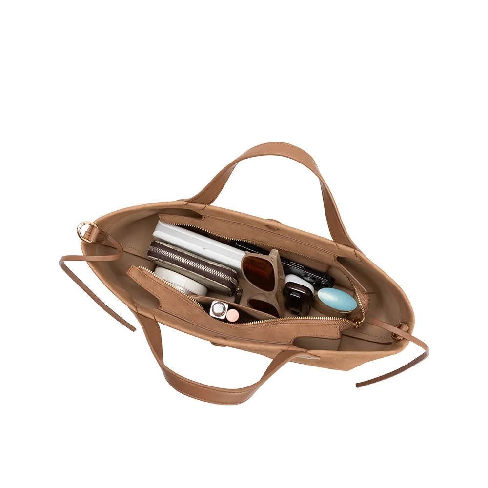 Jill Chocolate Brown Recycled Vegan Suede Tote Bag sold by Melie Bianco product image thumbnail 5