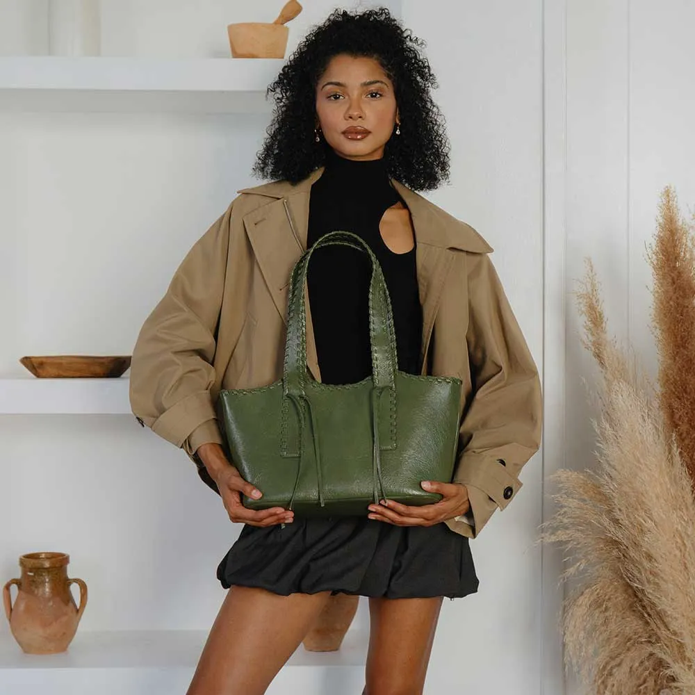 Phoebe Olive Green Recycled Vegan Shoulder Bag sold by Melie Bianco product image thumbnail 5