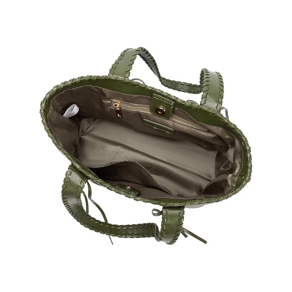 Phoebe Olive Green Recycled Vegan Shoulder Bag sold by Melie Bianco product image thumbnail 4