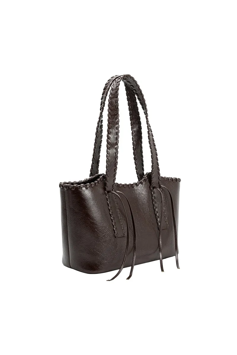 Phoebe Espresso Recycled Vegan Shoulder Bag sold by Melie Bianco product image thumbnail 2