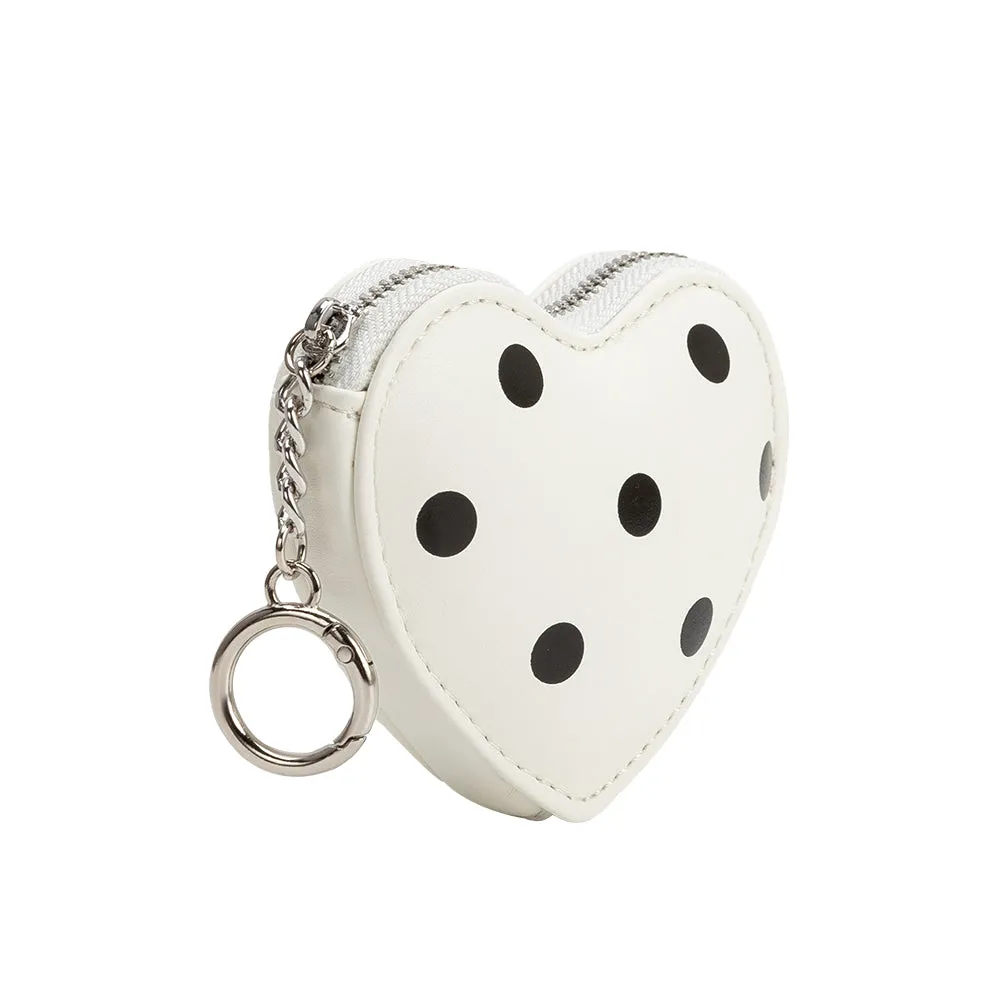 Puffy Polka Dot Heart White Vegan Bag Charm sold by Melie Bianco product image thumbnail 2