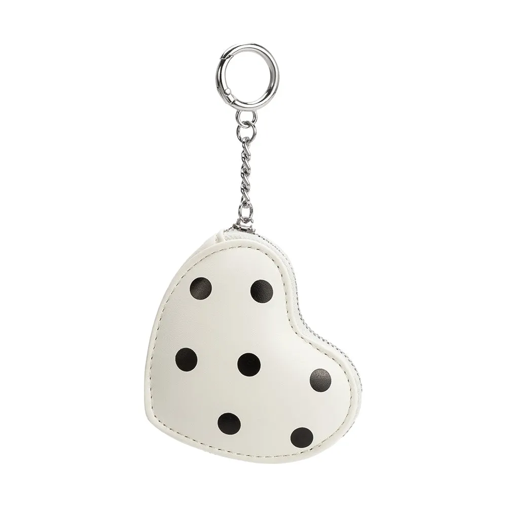 Puffy Polka Dot Heart White Vegan Bag Charm sold by Melie Bianco product image thumbnail 3