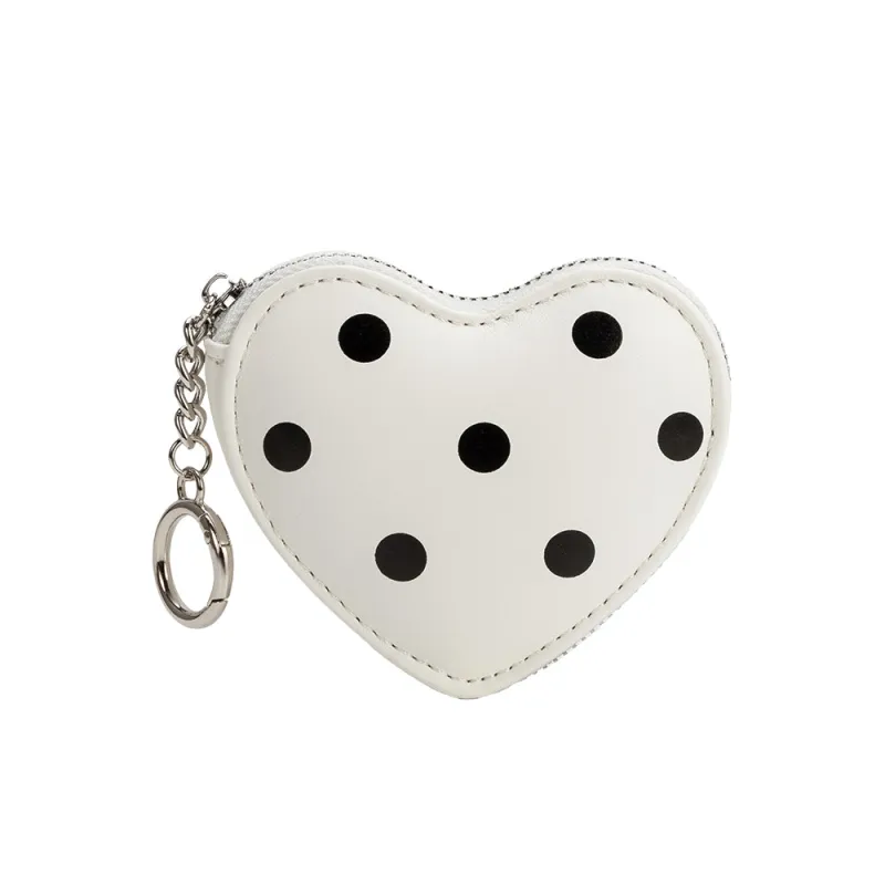 Puffy Polka Dot Heart White Vegan Bag Charm sold by Melie Bianco