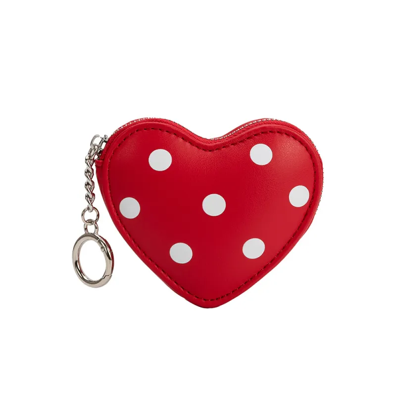 Puffy Polka Dot Heart Red Vegan Bag Charm sold by Melie Bianco