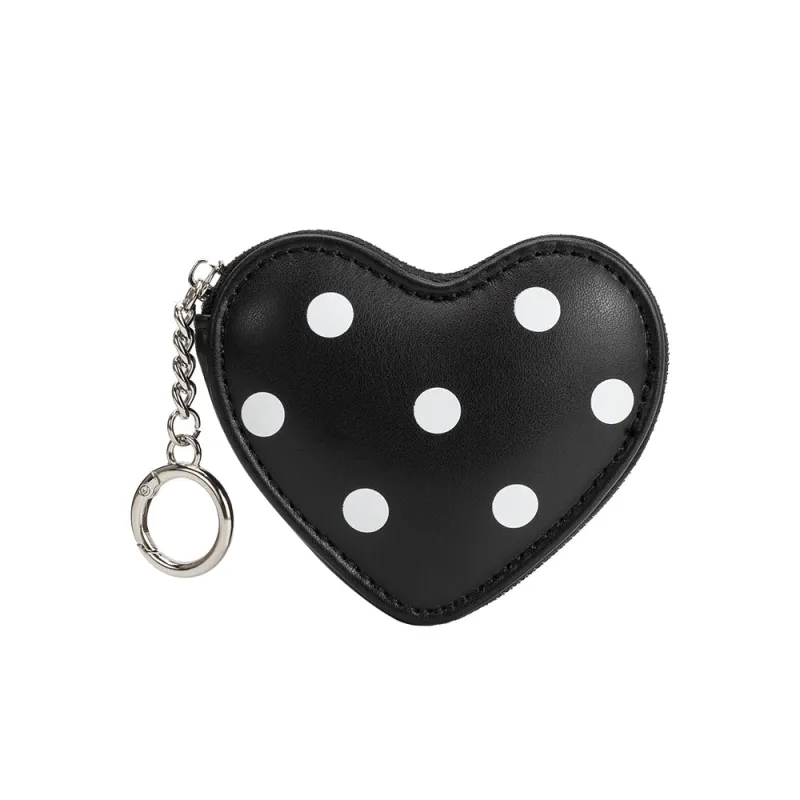 Puffy Polka Dot Heart Black Vegan Bag Charm sold by Melie Bianco