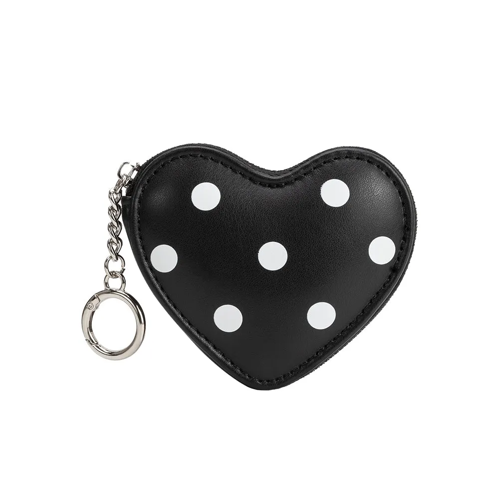 Puffy Polka Dot Heart Black Vegan Bag Charm sold by Melie Bianco