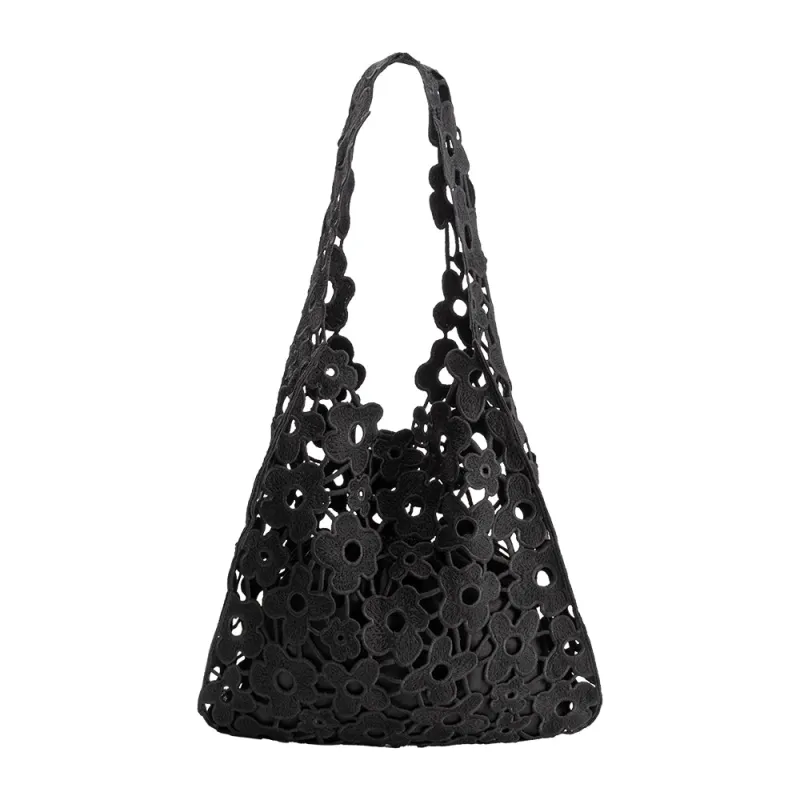 Aster Black Floral Cotton Tote Bag sold by Melie Bianco