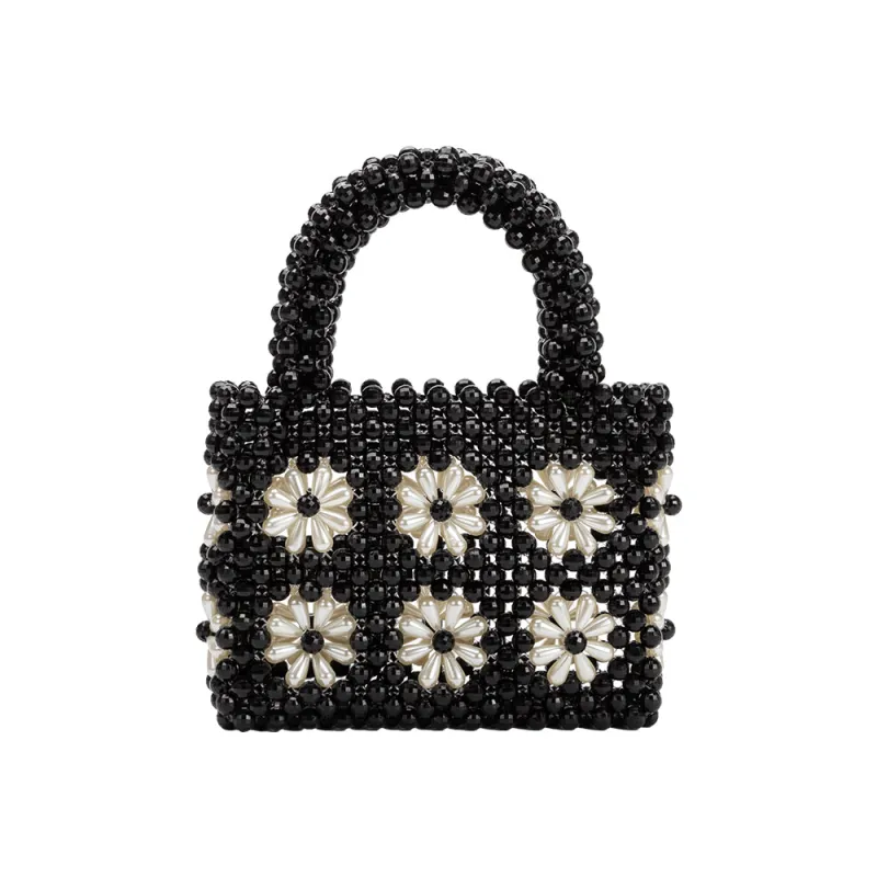 Selena Black Beaded Top Handle Bag sold by Melie Bianco