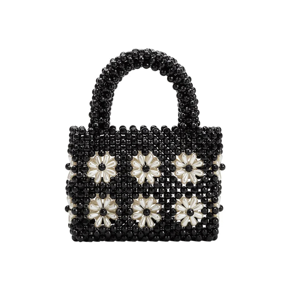 Selena Black Beaded Top Handle Bag sold by Melie Bianco