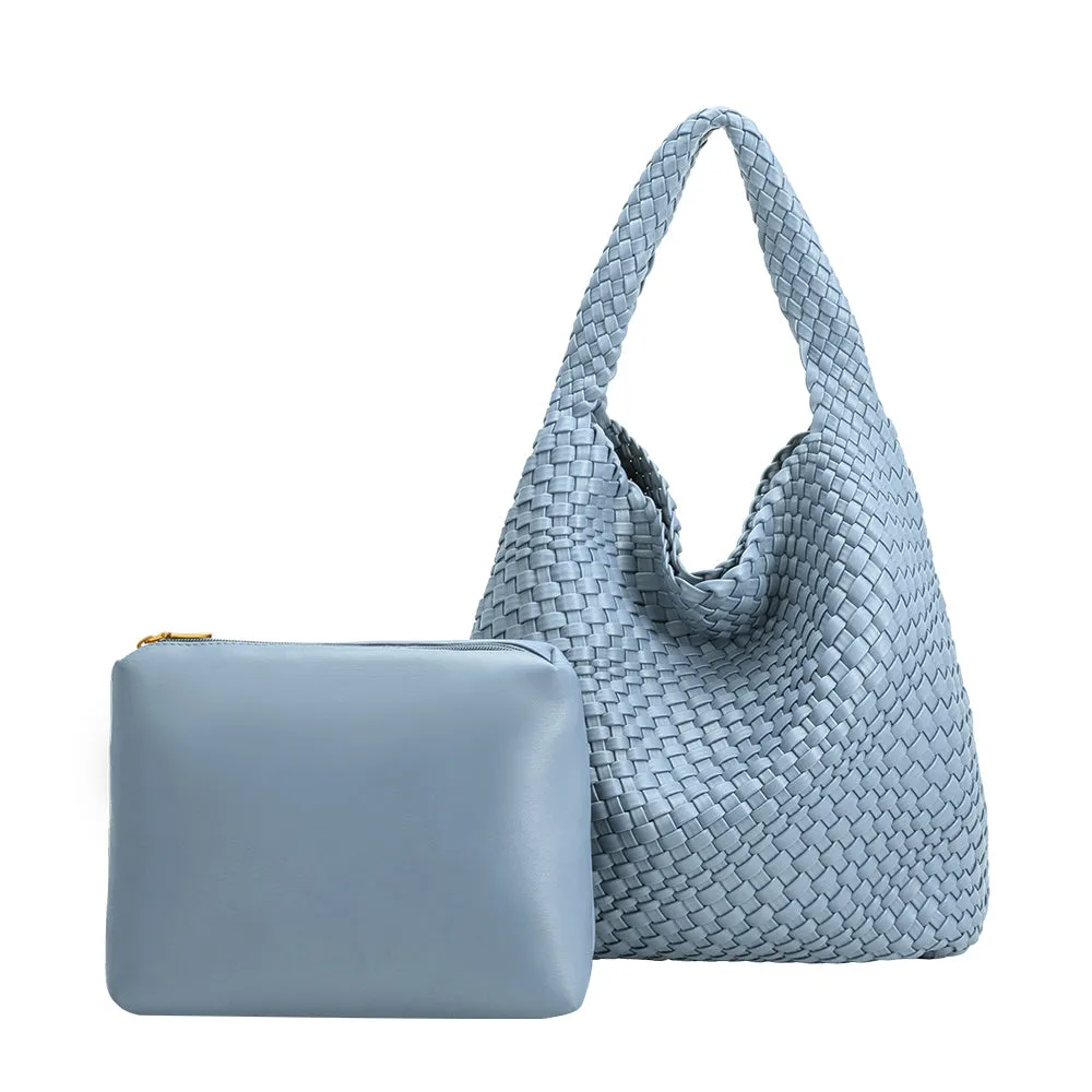 Johanna Blue Large Recycled Vegan Shoulder Bag sold by Melie Bianco product image thumbnail 4