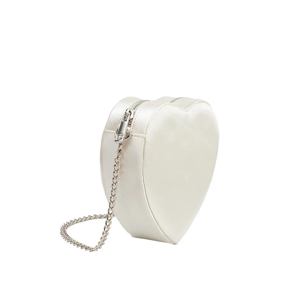 Fran Ivory Satin Heart Top Handle Bag sold by Melie Bianco product image thumbnail 2