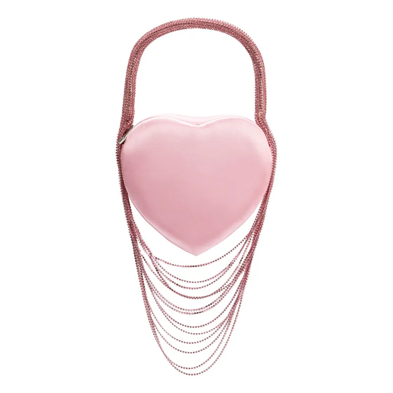 Fran Pink Satin Heart Top Handle Bag sold by Melie Bianco