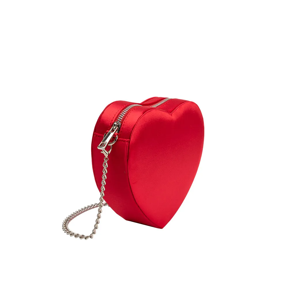 Fran Red Satin Heart Top Handle Bag sold by Melie Bianco product image thumbnail 2