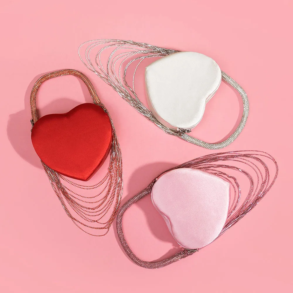 Fran Red Satin Heart Top Handle Bag sold by Melie Bianco product image thumbnail 3