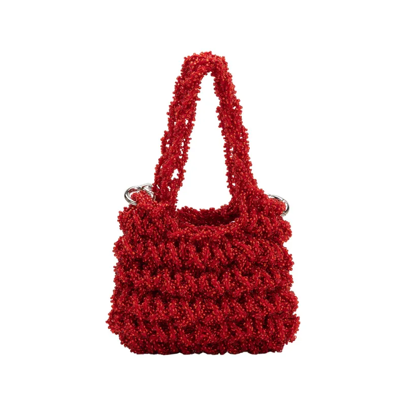 Norma Red Mini Beaded Crossbody Bag sold by Melie Bianco