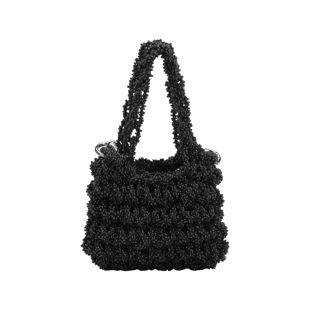 Norma Black Mini Beaded Crossbody Bag sold by Melie Bianco