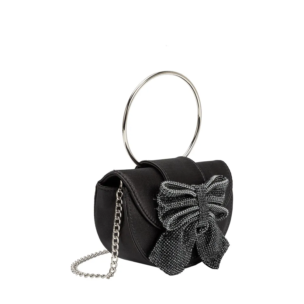 Sierra Black Satin Top Handle Bag sold by Melie Bianco product image thumbnail 2