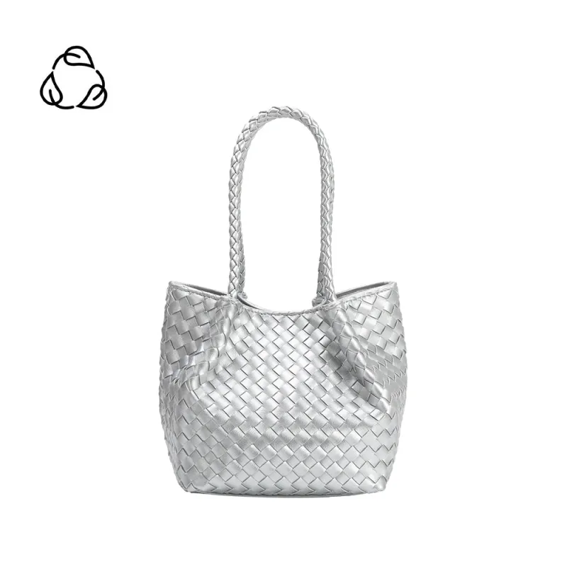 Anahi Silver Recycled Vegan Woven Bag sold by Melie Bianco