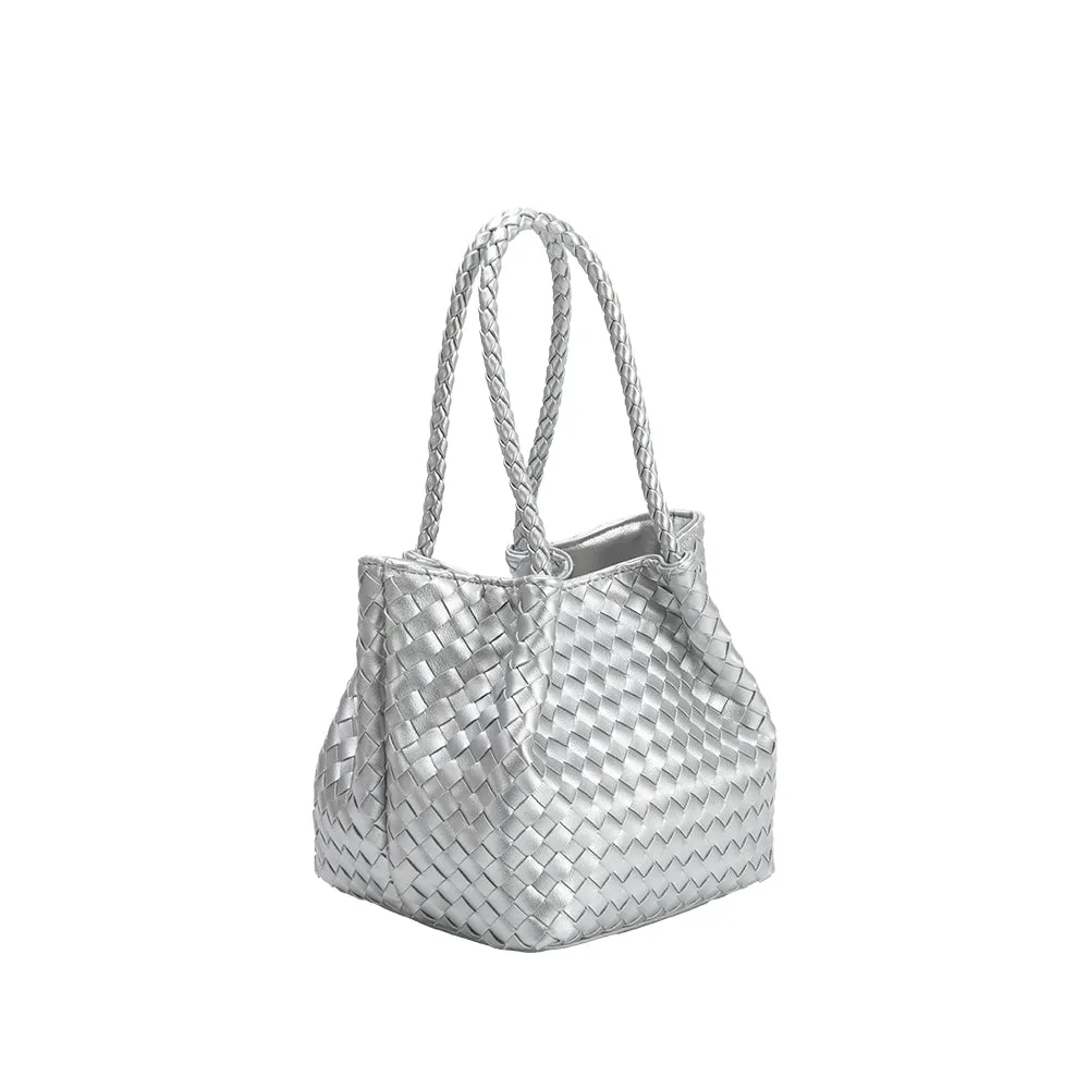 Anahi Silver Recycled Vegan Woven Bag sold by Melie Bianco product image thumbnail 2